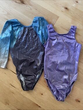 Destira Gymnastics Leotard Bundle Size CL (Child Large) - Rhinestone Set of 2